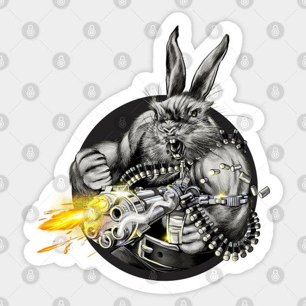 Bunny With a Machine Gun Sticker by ThirteenthFloor